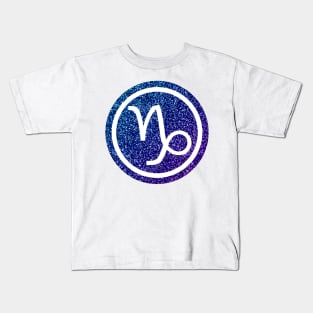 Blue Purple Glitter Zodiac - Capricorn Kids T-Shirt